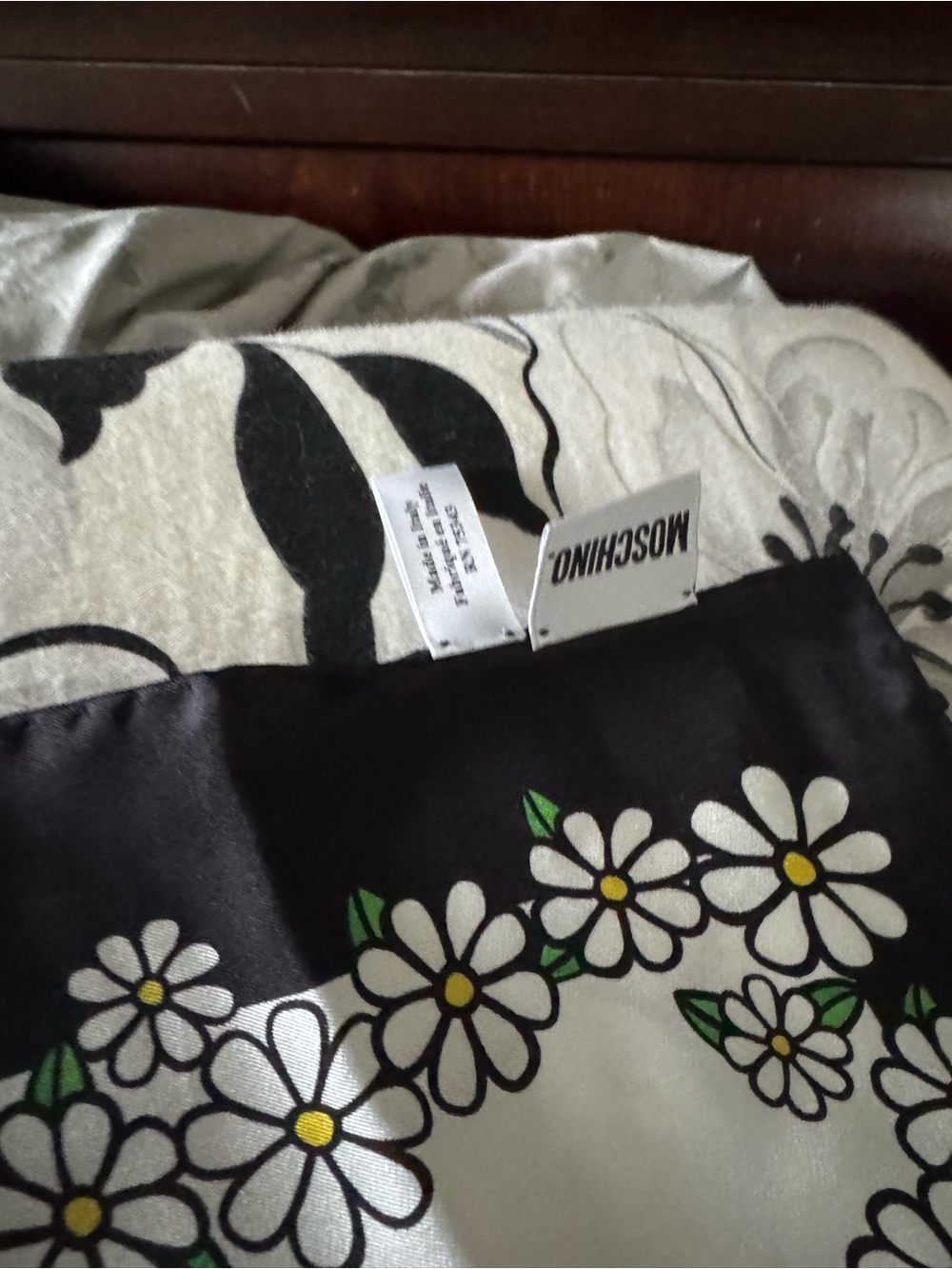 Moschino White Black Floral Teddy Silk Scarf - Picture 2 of 2